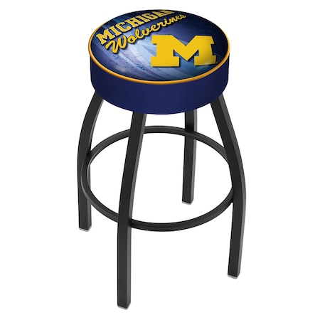 Holland Bar Stool Co 30" 4" Michigan Cushion Seat, Blk Wrinkle Base Swivel Bar Stool L8B130MichUn-D2